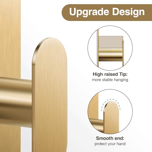 pickpiff Adhesive Towel Hooks: 20LB Extra Strong Wall Hanger, Gold 4 Pack - color: Glod, size: 4 Pack