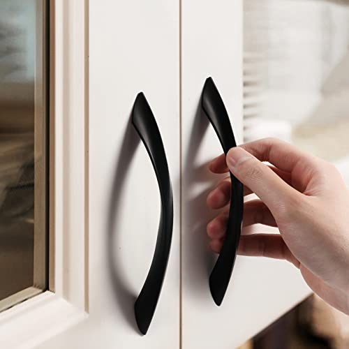Black Cabinet Pulls 5 Inch Arch Twisted Matte Black Handles Drawer Kitchen Cupboard Bathroom Dresser Cabinet Hardware Zinc Alloy 10 Pack - color: Black, size: 5 Inch Hole Centers