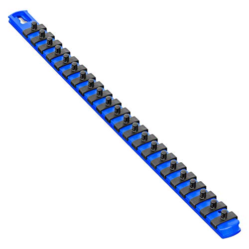 Ernst Manufacturing 18-Inch Magnetic Socket Organizer with 22 1/4-Inch Twist Lock Clips, Blue (8403M-Blue-1/4) - color: Blue, size: 1/4-Inch Twist Clips, style: 18-Inch