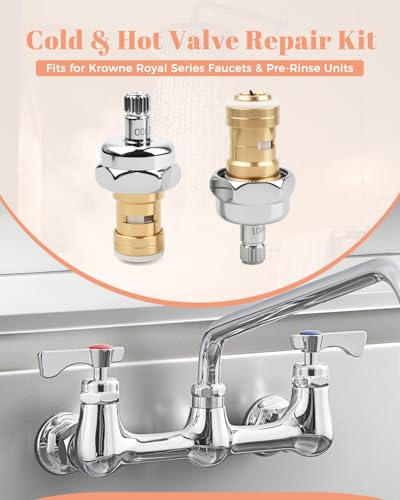 21-308L 21-309L Cold and Hot Valve Repair Kit Fit for Krowne Royal Series Faucet/Pre-Rinse Units, 1/4 Turn Ceramic Cartridge without Handle,1 Pair