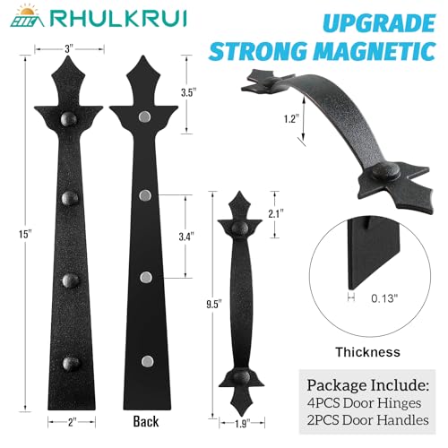 Magnetic Garage Door Hardware,Garage Door Magnetic Decorative Hardware with 4 Hinges + 2 Handles Gave Your Door a New Look,Garage Door Magnets Easy Install,Never Fade Garage Door Handle(Modern Style) - style: Modern