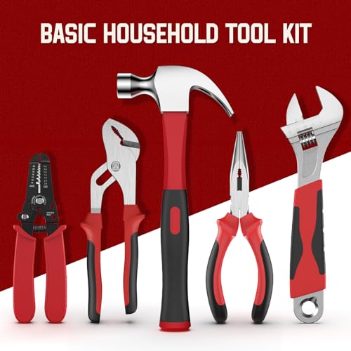 Sundpey 379 Pcs Portable Complete Home and Auto Tool Kit with Drawer Red - color: Red