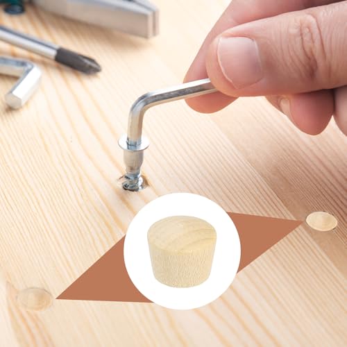 MECCANIXITY 100 Pcs Wood Plugs, 13/32" Flat Head Wood Plugs for Screw Holes Wooden Screw Hole Covers for Furniture Cabinets DIY Projects Assortment Kit - size: 13/32"