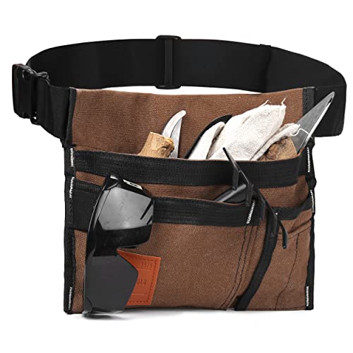 VIDAR TOOLS 6-Pocket Single Side Tool Belt Pouch/Utility Belt/Work Apron for Carpenter and Gardener.Durable Canvas Construction.Comfortable Adjustable Belt.Light Weight.TAN