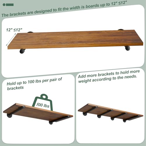 12 Pack Pipe Shelf Brackets Black 12 Inch Floating Shelving Bracket