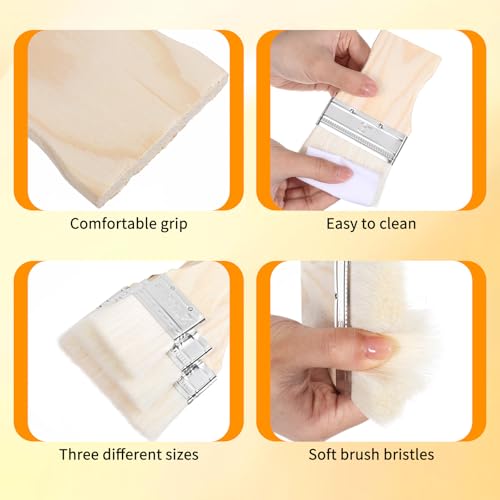 3Pcs Flat Paddle Paint Brush, Wide Paint Brushes for Decorating