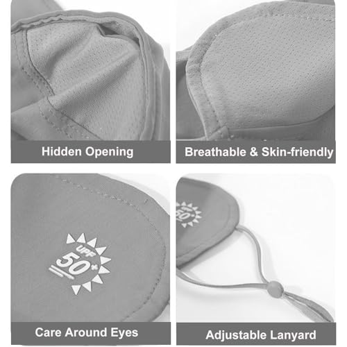 2Pcs UV Face Mask, Sun Masks for Women, Cooling Breathable Face Cover for Outdoors, Washable Reusable - color: Light Grey, Black