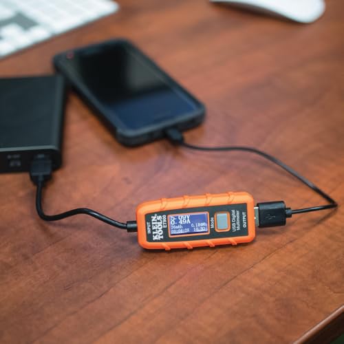Klein Tools ET900 USB Power Meter, USB-A Digital Meter for Voltage, Current, Capacity, Energy Resistance - style: USB-A Meter