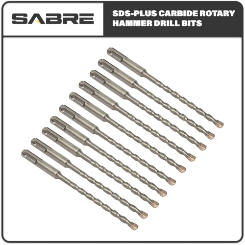 10-Pack 1/4 Inch x 6 Inch SDS Plus Rotary Hammer Drill Bits, Carbide Tipped for Brick, Stone and Concrete (1/4” x 4" x 6")