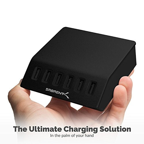 SABRENT 60W 6-Port USB Charging Station, Auto-Detect, UL (AX-FLCH-B) - size: 6-Port