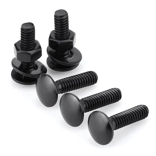 Glvaner (6 Sets) 1/2-13 x 1-1/2" Stainless Steel Carriage Bolts Screws Black and Hex Nuts & Flat Washers Black, Round Head Square Neck, 304 Stainless Steel 18-8, Full Thread Coverage - size: 1/2-13 x 1-1/2"