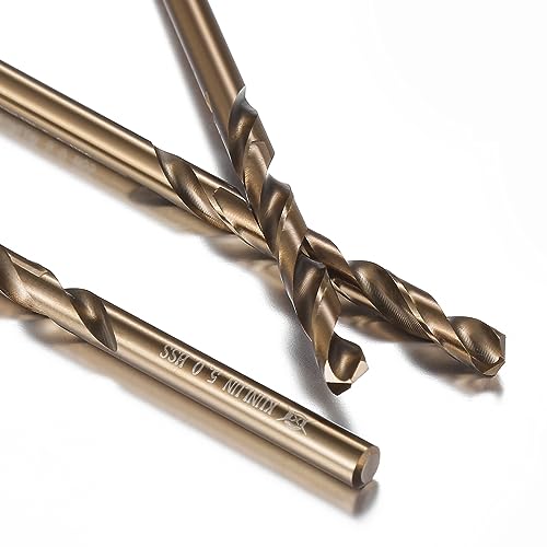 Wensilon 1/8" Cobalt Drill Bit(10Pcs), M35 HSS Metal Drill Bit Set forwood, Hard Metal, Stainless Steel, Cobalt Steel M35 Jobber Length Twist Drill Bits - size: 1/8 in