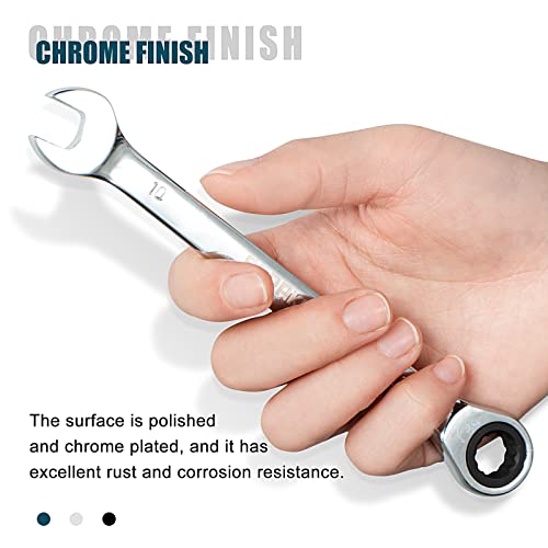 SORAKO 10mm Ratcheting Combination Wrench, Chrome Vanadium Steel Gear Wrench, Industrial Grade Cr-V Steel Gear Spanner, Household Garage Tools(10mm/Metric) - style: 1-10mm Metric