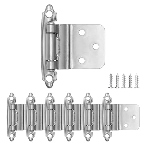 6 Pack (3 Pairs) 3/8 Inch Inset Flush Face Mount Hinges Satin Nickel - color: Satin Nickel, size: 6 Pack (3 Pairs)