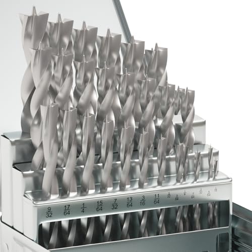 29Pcs (1/16" - 1/2") Brad Point Wood Drill Bit Set - size: Round Shank (1/16"-1/2") - 29pcs