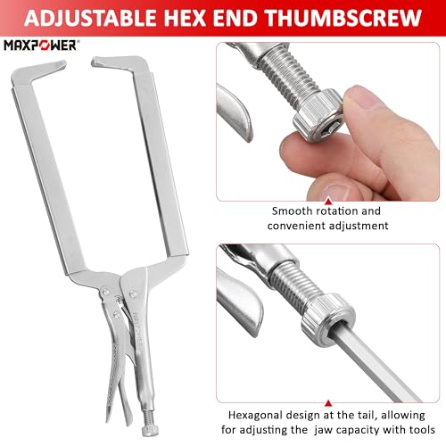 MAXPOWER 18-inch C Clamp Locking Pliers, Locking C Clamp with Regular Tips, MAX Jaw Capacity Up to 6.5" - size: 18"