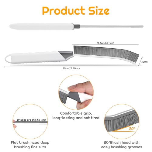 SUOXU Household Thin Cleaning Brushes,2pcs Hard Bristle Grout Scrub Brush Tool for Cleaning Tight Spaces in Home Kitchen Bathroom - color: White+grey×2