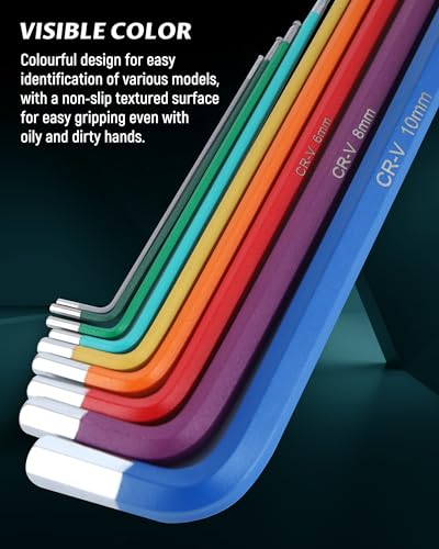 Lichamp 18-Piece Long Allen Wrench Set, Metric & SAE, Ball End Hex Keys