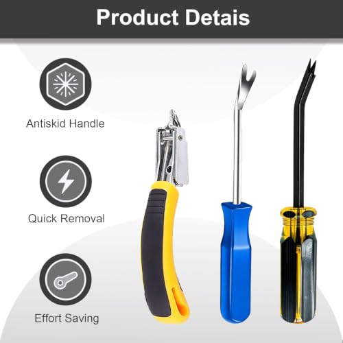 3-Piece Heavy Duty Upholstery Staple Remover Tool Set, Nail Puller Plier, Tack Lifter, Fastener Remover for Carpet,Furniture,Floor,Photo Frame,Wooden - color: 3 Pcs