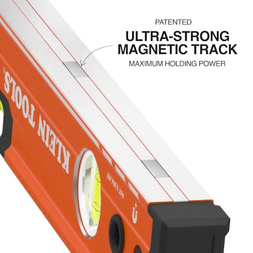 Klein Tools 93524MAG 24-Inch Box Level, Magnetic Box Beam Bubble Level, 3 Vials, High Visibility Orange, Aluminum Body, V-Groove and Magnet Track - size: 24-Inch Magnetic