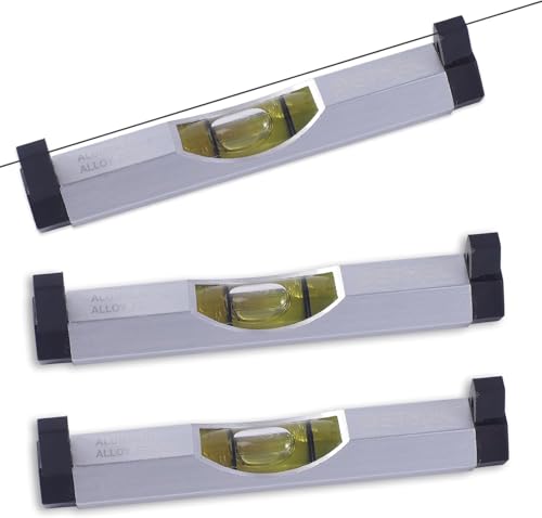BETHEL 3 Packs Bubble Line Level String Tools, Aluminum Mini Leveler for Construction, Engineering, Camping, DIY Projects