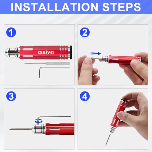 Model Scriber Chisel 7 Blades (0.1/0.2/0.4/0.6/0.8/1.0/2.0mm) - color: Red +Tape