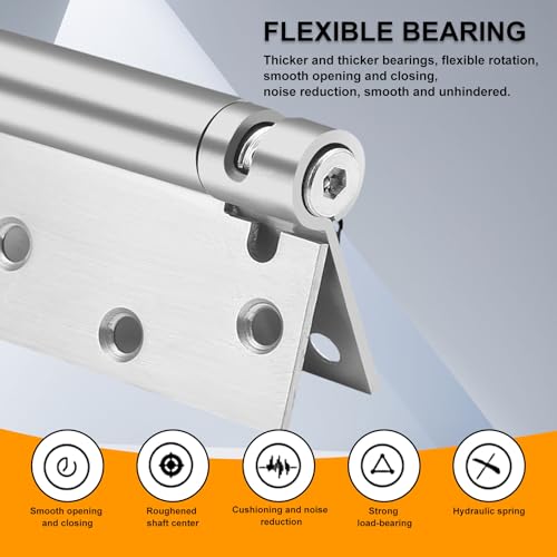 3" Spring Door Hinges Stainless Steel Self-Closing Heavy Duty Hardware 2Pcs | 3.5 Inch Spring Loaded Hinges with 5/8'' Radius Corners can Automatically Turn Off and Adjust Tension