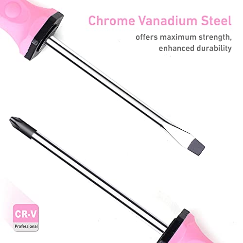 FASTPRO 8-Piece Pink Magnetic Screwdrivers Set - color: Pink