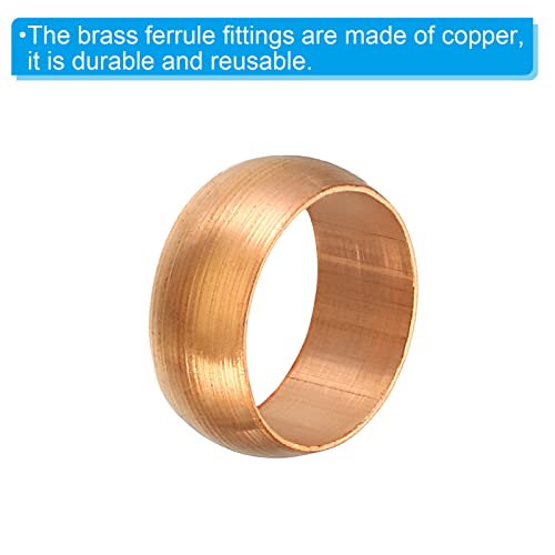 PATIKIL 12mm Tube OD Compression Sleeves Ferrules, 5 Pack Copper Ferrule Fitting Compression Fitting Assortment Kit for Air Water Gas - size: 12mm