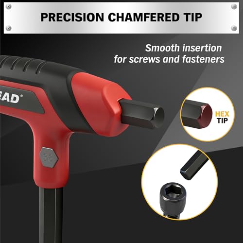 ELEAD 14-Piece T-handle Allen Wrench Set, Metric 2.5mm-10mm & SAE 1/8"-3/8" Portable Hex Key, Long Arm Allen Key Set with Storage Rack for Basic Home Repair and Mechanical Maintenance - style: T-Handle New Version