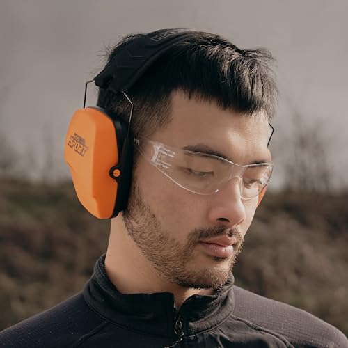 ISOtunes DEFY Slim Passive Earmuffs: Noise Isolating Over-Ear Hearing Protection with Foam Cushions, and Adjustable Headband - color: Safety Orange