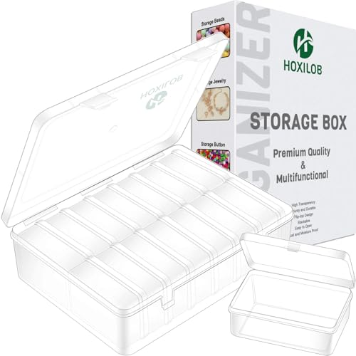 15pcs Bead Organizer Boxes, Medium Clear Plastic Storage Containers with Labels, Large Craft Case Ideal for Big Beads, Jewelry, Diamonds, Bracelets Making, Screws, Sewing, Mini Tools and Small Parts - size: 1 Pack 15 Pcs 3.1" x 2.2" x 1.2"
