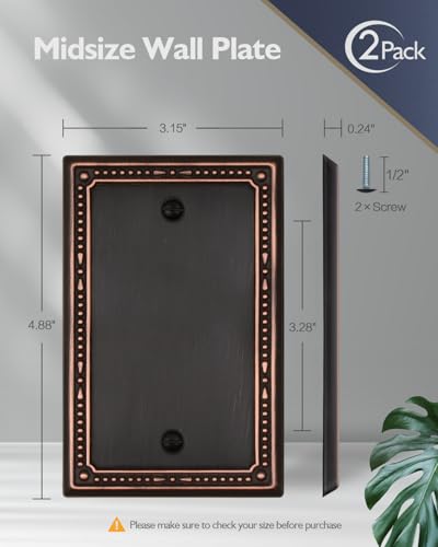 Switch Plates Outlet Covers, 2-Pack Aged Bronze Metal Wall Plates - color: Aged Bronze, size: 1 Blank 2PK