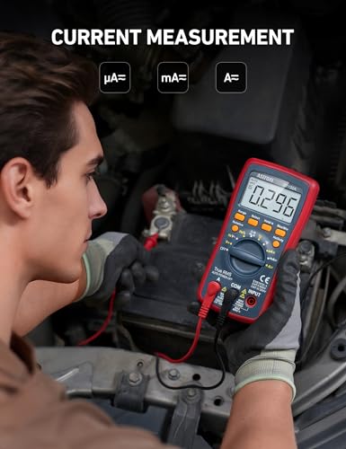 AstroAI Digital Multimeter, TRMS 4000 Counts Volt Meter (Manual and Auto Ranging); Measures Voltage Tester, Current, Resistance, Continuity, Frequency; Tests Diodes, Temperature (Red) - size: DT132A Multimeter