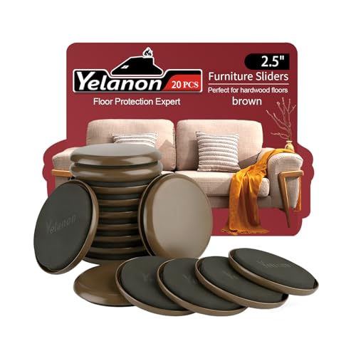 Yelanon Furniture Sliders 20 Pcs 2.5" Round Brown for Carpet - size: 20pcs 2.5” Round Brown