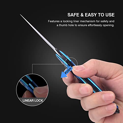 FUNBRO EDC Multitool Carabiner with Knife, Bottle Opener - color: Blue