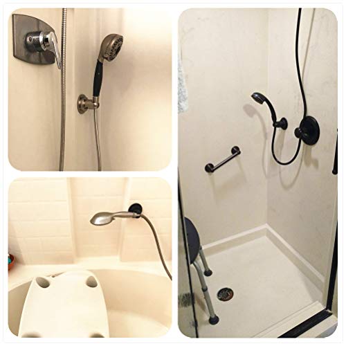 JiePai Suction Cup Shower Head Holder for Handheld Shower-Adjustable,Chrome | 20° adjustable angle,Removable,No-drill wall mount,fits 3/4 handheld,Works on tile glass metal,For bathroom/RV - color: Adjustable Holder-Chrome
