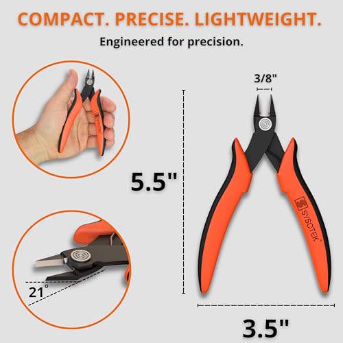 Flush Cutters Precision Wire Cutters for Fiber Optics, Electronics and Jewelry Making tool Mini Diagonal Cutting Pliers Perfect for Zip Ties, Electrician Tool, Small Wire, crafting and more