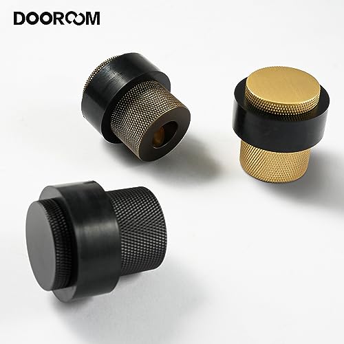 1-1/2 Inch Long Heavy Duty Cylindrical Floor Mounted Brass Door Stopper Holder Protects Doors, 1 Pack, Brushed Brass - color: Brushed Brass