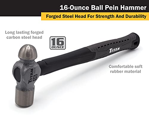 Titan 4-Piece 16oz Hammer Set: Claw, Rubber Mallet, Dead Blow, Ball Peen Hammers - 16oz Each, Orange, Non-Slip Rubber Grip - style: 4pc Set Assorted