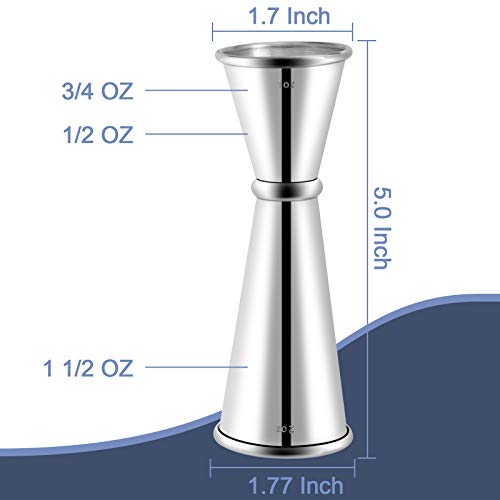 Briout Double Cocktail Jigger for Bartending, 2 OZ & 1 OZ, Rolled Edge - color: Silver, size: Rolled Edge-1oz/2oz-1PC