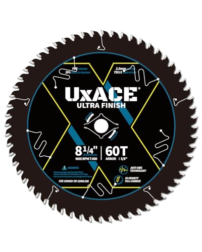 8-1/4-Inch 60-Tooth Circular Saw Blade with 5/8-Inch Arbor, Ultra Finish Wood Cutting, Carbide Tip, Thin Kerf, for Plywood, MDF, OSB, Laminated - size: 8-1/4", 5/8'' Arbor, 60T