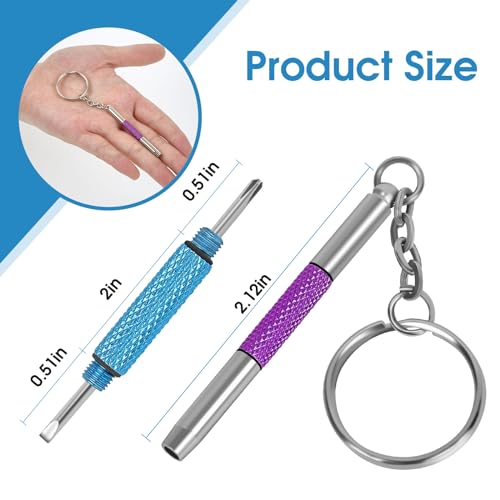 UNEAK - Eyeglass Screwdriver Repair Kit Blue & Purple Precision 3 in 1 Mini Screwdrivers Set Keychain Glasses, Sunglasses, Sunglass, Watch, Electronics, Eyeglasses, Flat Head, Phillips, Hex - color: Blue and Purple