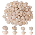 120 Pcs 4 Sizes Wood Plugs for Screw Holes, Wooden Hole Plugs Mushroom Head Shape 3/16, 5/16, 3/8, 1/2 Inch Button Hardwood Hole Stoppers Screw Covers Wood Caps for Gap in Locking Tube Furniture