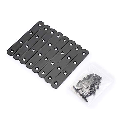 Sumnacon 8 Pcs Stainless Steel Flat Plates - 5 Inch Heavy Duty Mending Plate Straight Corner Brace Brackets Connector Furniture Repair Fixing Joint with Screws, Black - size: 5 Inch Black