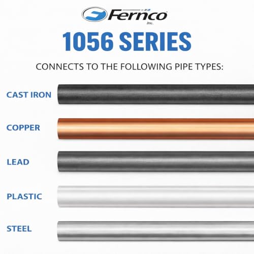 Fernco 1056-33 3 in Flexible Coupling, Unshielded DWV Pipe Connector for PVC, ABS, Cast Iron & Steel, Slip-On Repair Coupler w/Stainless Bands, 2-Pack