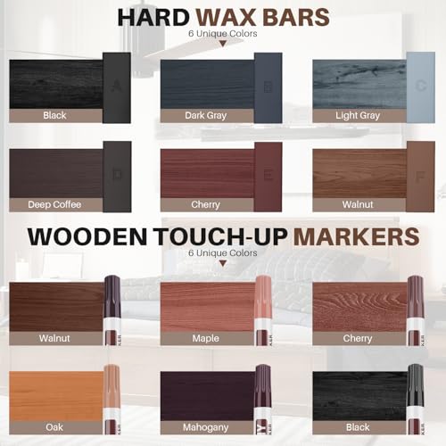 Vinyl Laminate Hardwood Floor Repair Kit -6 Colors Floor Wax Wood Furniture Touch Up Marker Restore Any Scratches, Stains, Cracks, Hole for Floor, Door, Cabinet - color: B-6 Colors