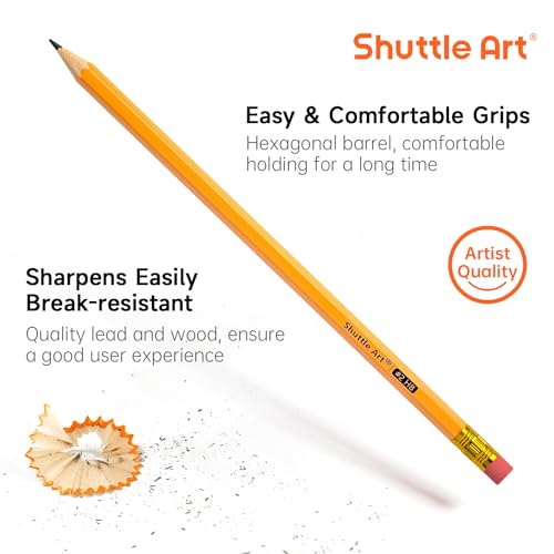 Shuttle Art 2000 Pack #2 HB Pencils Pre-Sharpened, Bulk Pencils with Erasers