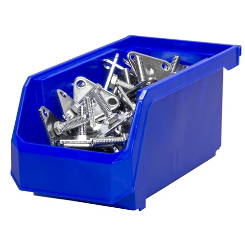 ReadySpace Medium Stackable Plastic Storage Bins, 8-Pack, Blue | Open-Front Stackable Bins For Garage, Pantry, Closet & Office, 11"L X 5,5"W X 5"H, Nests When Empty, Durable Plastic, - color: Blue, size: Medium, 8-Pack