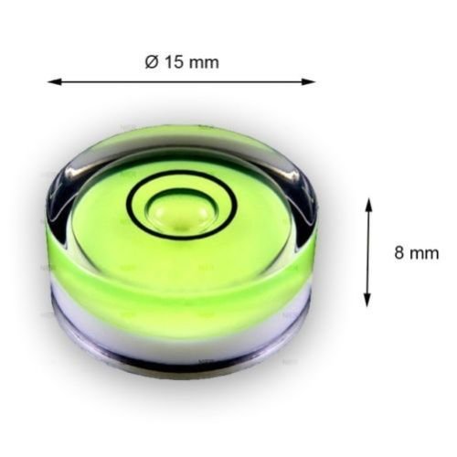Driak 4 Pieces 15x8mm/0.6"x0.31" Plastic Vial Acrylic Housing Round Green Colour Mini Spirit Level Bubble Mini Bullseye Level Mini Tripod Level Tool Can Use for All Kinds of Miniature Levels - color: Green